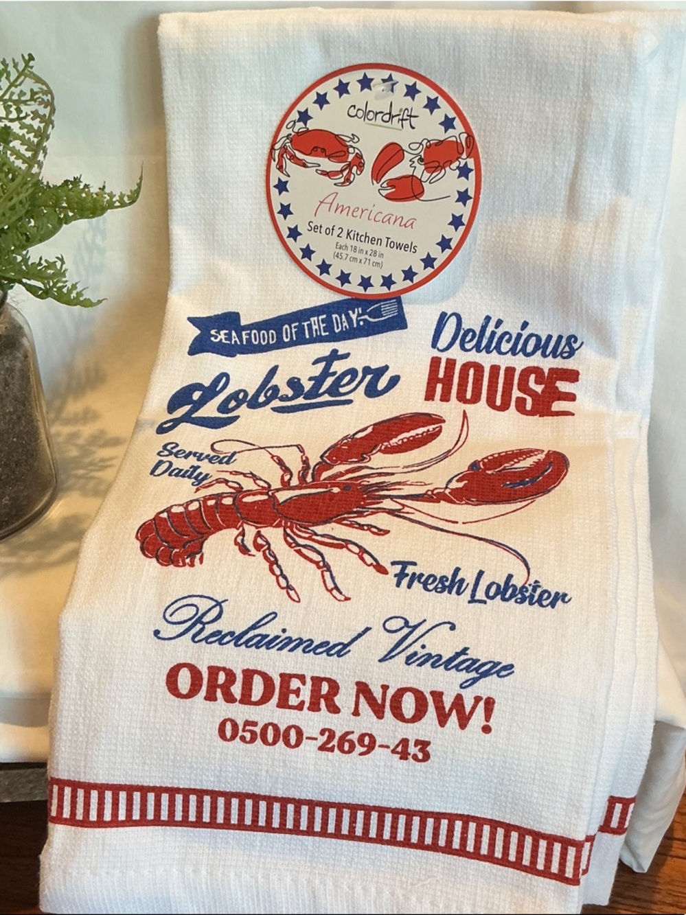 Patriotic Americana Lobster House Kitchen Towels - Set of 2